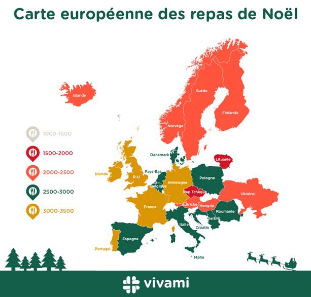 Carte européenne des repas de Noël