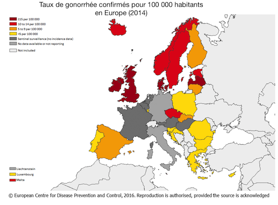 graphique européen gonorrhée